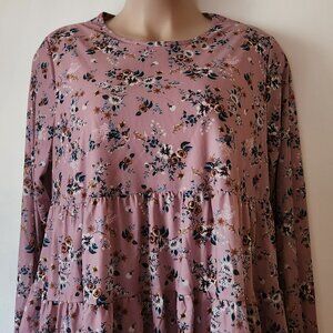 Loverfire babydoll top sz 2X pink floral boho EUC